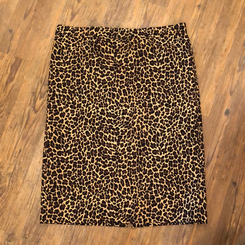 J Crew Leopard Pencil Skirt Size 14